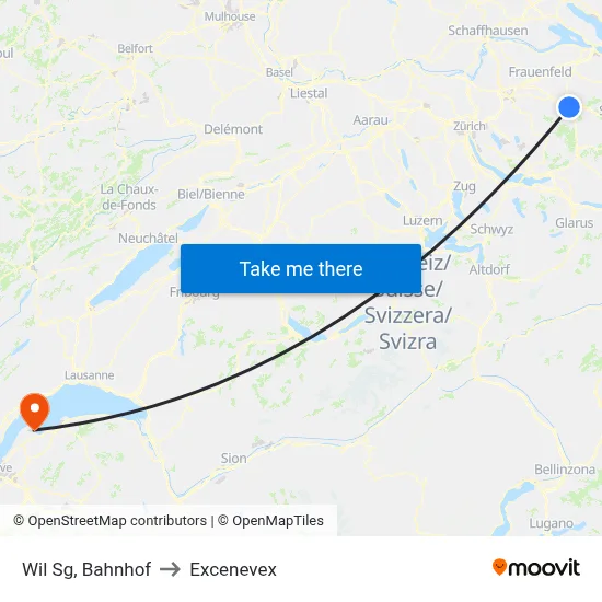 Wil Sg, Bahnhof to Excenevex map