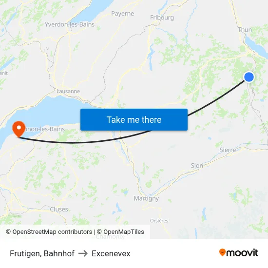 Frutigen, Bahnhof to Excenevex map