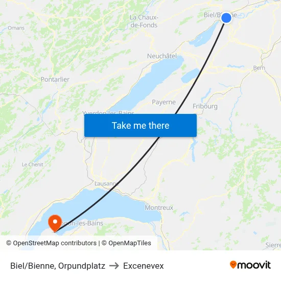 Biel/Bienne, Orpundplatz to Excenevex map