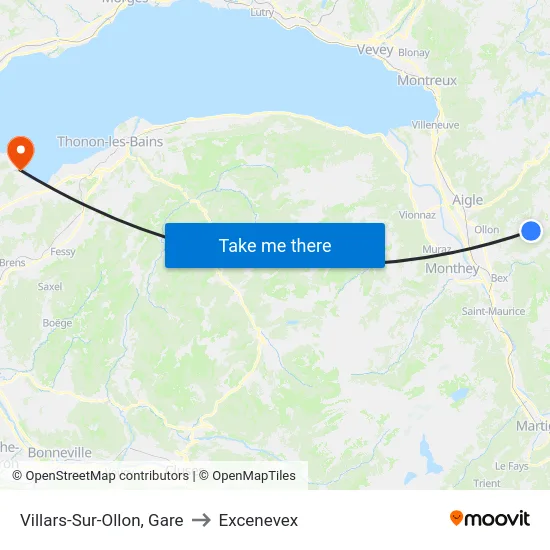 Villars-Sur-Ollon, Gare to Excenevex map