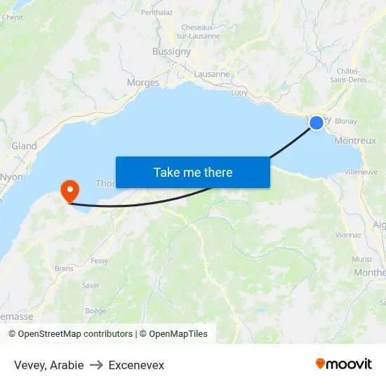 Vevey, Arabie to Excenevex map
