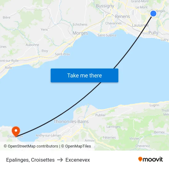 Epalinges, Croisettes to Excenevex map