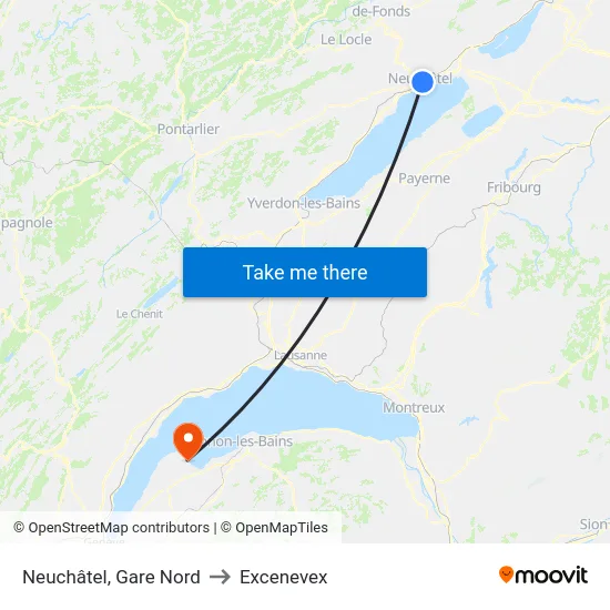 Neuchâtel, Gare Nord to Excenevex map
