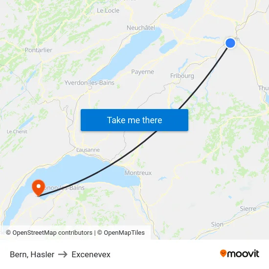 Bern, Hasler to Excenevex map