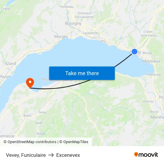 Vevey, Funiculaire to Excenevex map