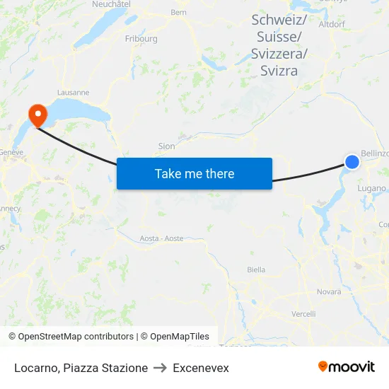 Locarno, Piazza Stazione to Excenevex map