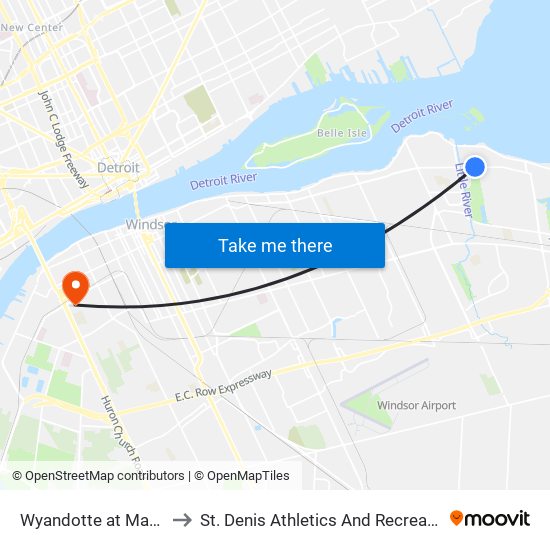 Wyandotte at Martinique to St. Denis Athletics And Recreation Centre map