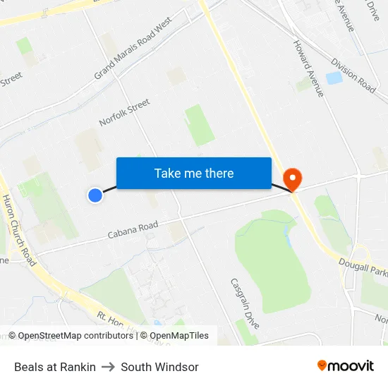 Beals at Rankin to South Windsor map