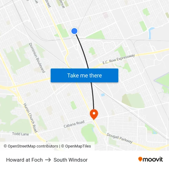 Howard at Foch to South Windsor map