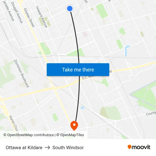 Ottawa at Kildare to South Windsor map