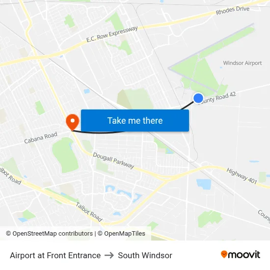 Airport at Front Entrance to South Windsor map