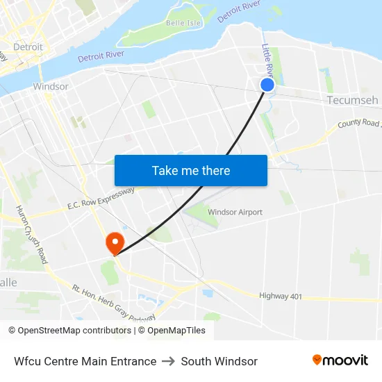 Wfcu Centre Main Entrance to South Windsor map