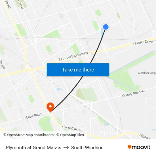Plymouth at Grand Marais to South Windsor map