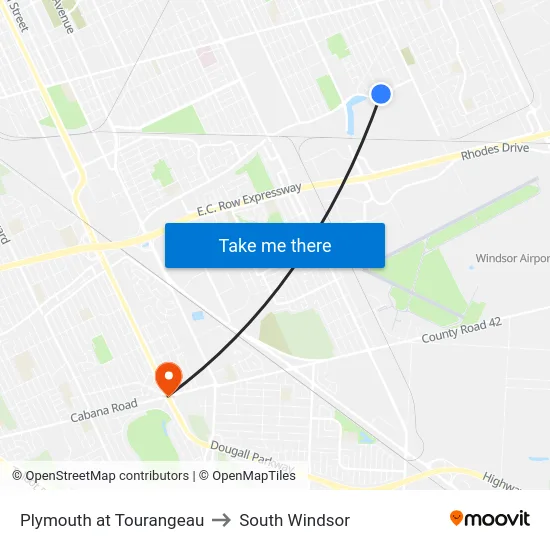 Plymouth at Tourangeau to South Windsor map