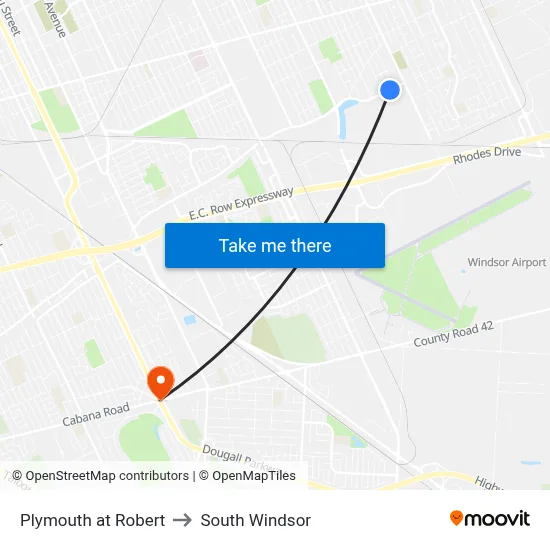 Plymouth at Robert to South Windsor map