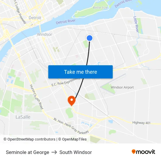 Seminole at George to South Windsor map