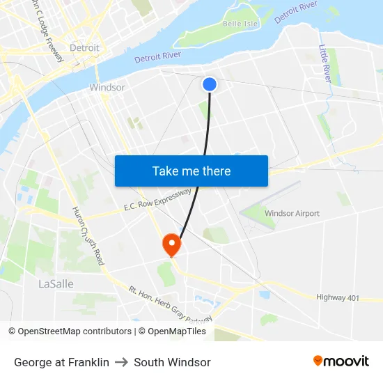 George at Franklin to South Windsor map