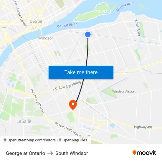 George at Ontario to South Windsor map