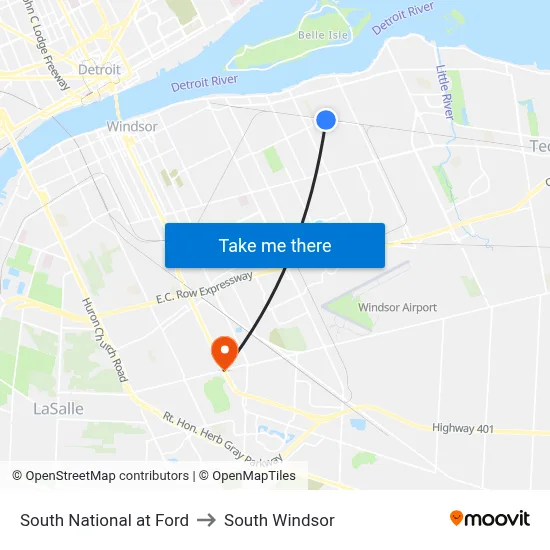 South National at Ford to South Windsor map