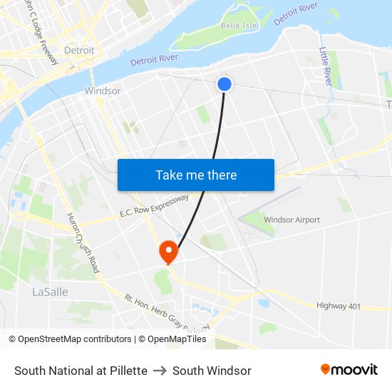 South National at Pillette to South Windsor map