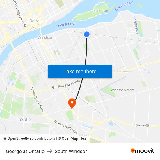 George at Ontario to South Windsor map