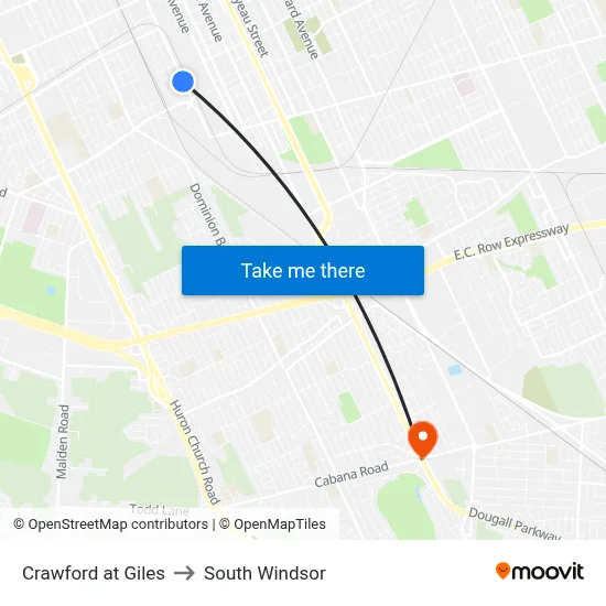 Crawford at Giles to South Windsor map