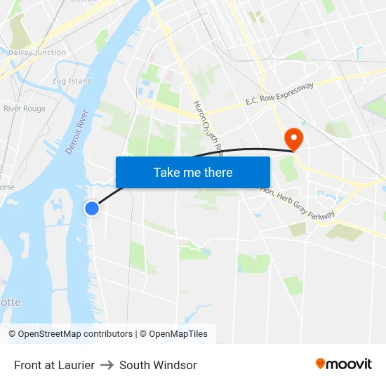 Front at Laurier to South Windsor map