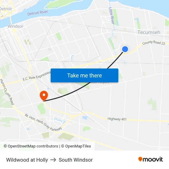 Wildwood at Holly to South Windsor map