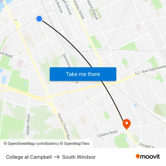 College at Campbell to South Windsor map