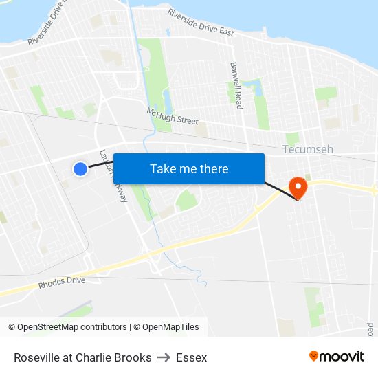 Roseville at Charlie Brooks to Essex map