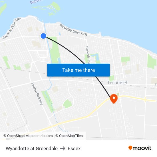 Wyandotte at Greendale to Essex map