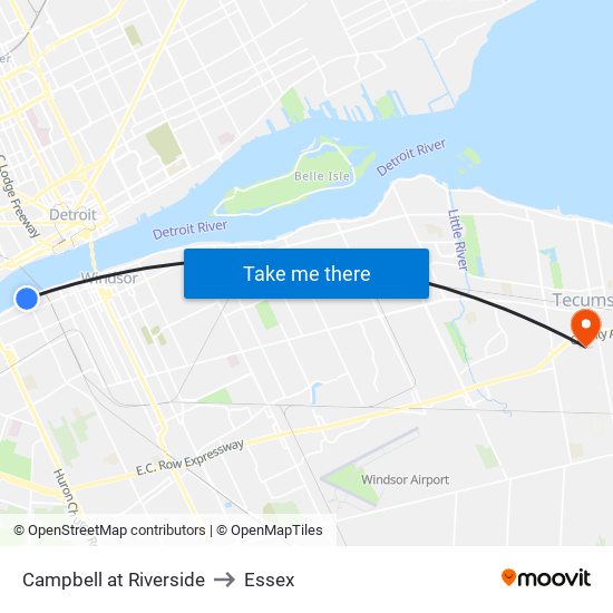 Campbell at Riverside to Essex map