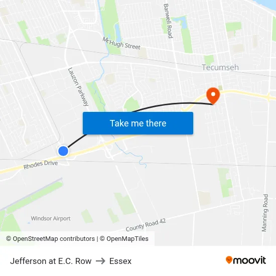 Jefferson at E.C. Row to Essex map