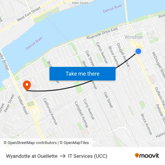 Wyandotte at Ouellette to IT Services (UCC) map