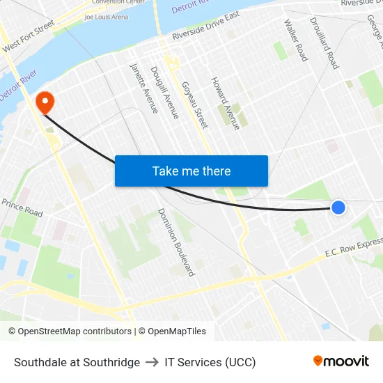 Southdale at Southridge to IT Services (UCC) map