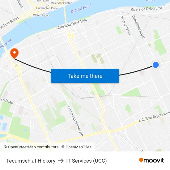 Tecumseh at Hickory to IT Services (UCC) map