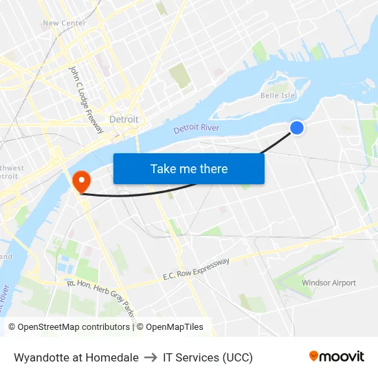 Wyandotte at Homedale to IT Services (UCC) map
