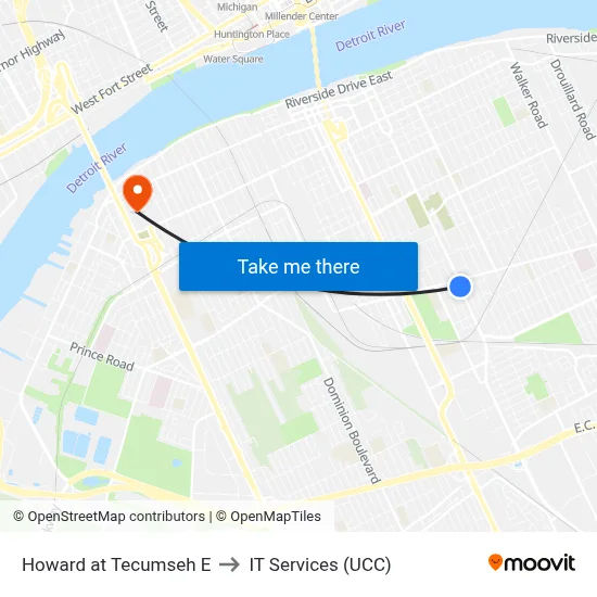 Howard at Tecumseh E to IT Services (UCC) map