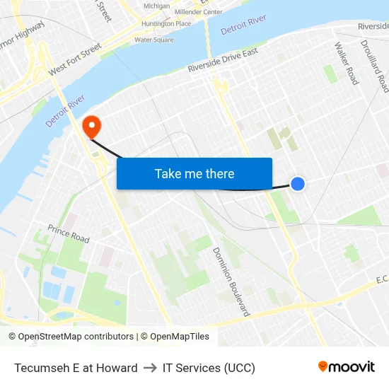 Tecumseh E at Howard to IT Services (UCC) map
