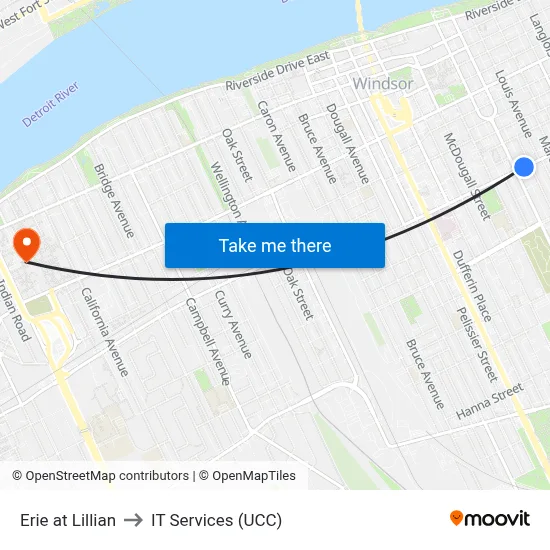 Erie at Lillian to IT Services (UCC) map