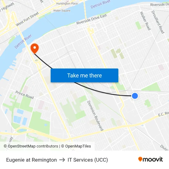 Eugenie at Remington to IT Services (UCC) map