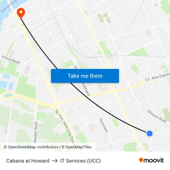 Cabana at Howard to IT Services (UCC) map