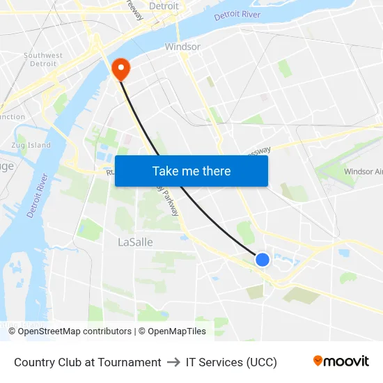 Country Club at Tournament to IT Services (UCC) map