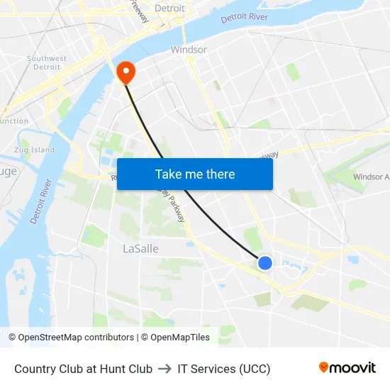 Country Club at Hunt Club to IT Services (UCC) map