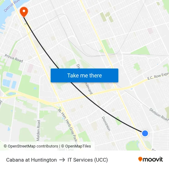 Cabana at Huntington to IT Services (UCC) map
