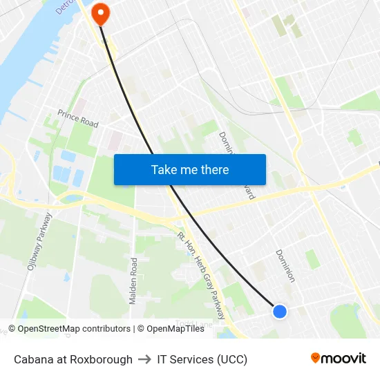 Cabana at Roxborough to IT Services (UCC) map