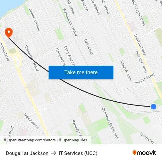 Dougall at Jackson to IT Services (UCC) map