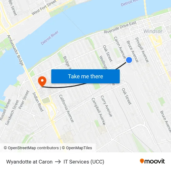 Wyandotte at Caron to IT Services (UCC) map