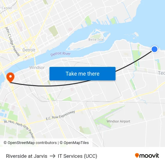 Riverside at Jarvis to IT Services (UCC) map