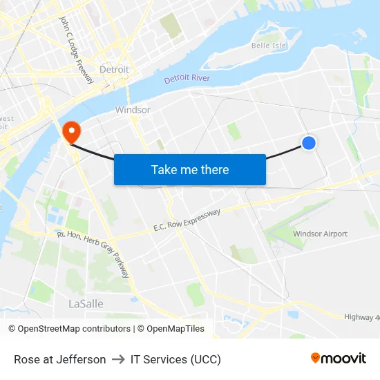 Rose at Jefferson to IT Services (UCC) map